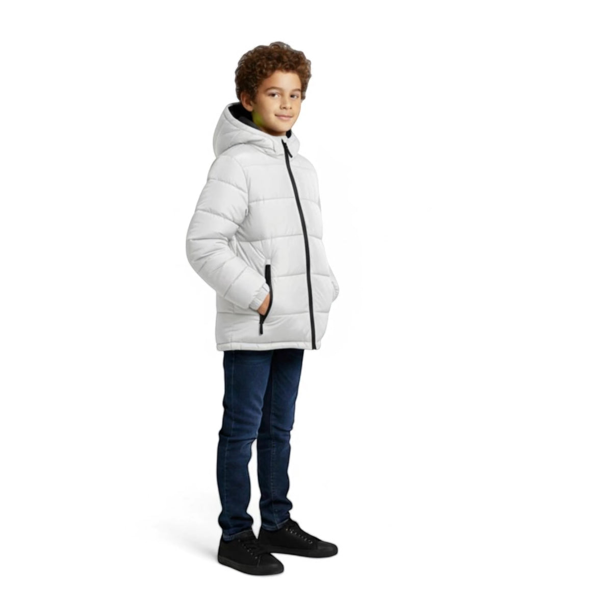 Boys Hooded Puffer Coat – Heavyweight Warm & Water-Resistant- (STONE)