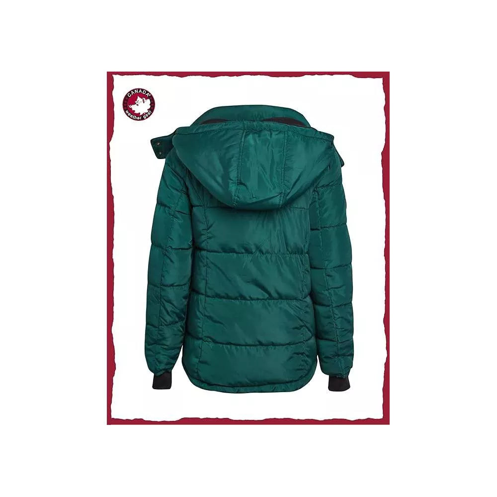 Canada Weather Gear Girls' Quilted Puffer Parka – Ponderosa Green