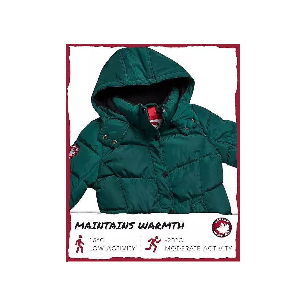 Canada Weather Gear Girls' Quilted Puffer Parka – Ponderosa Green
