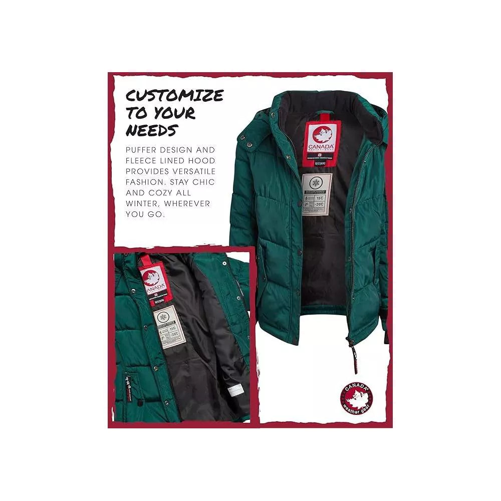 Canada Weather Gear Girls' Quilted Puffer Parka – Ponderosa Green
