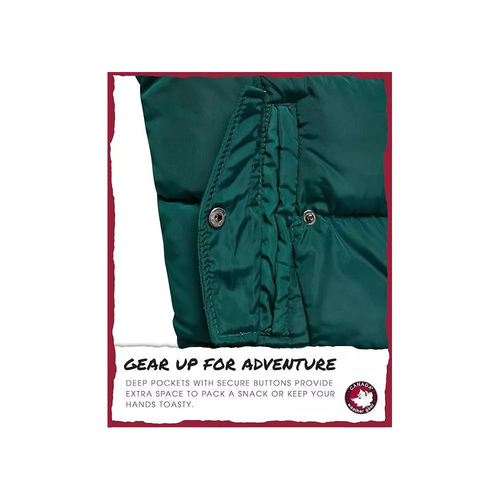 Canada Weather Gear Girls' Quilted Puffer Parka – Ponderosa Green