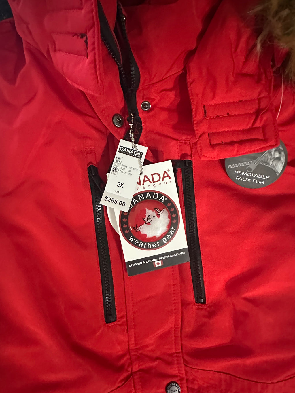 Canada weather gear women's
2X red heavyweight parka winter jacket.