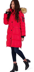 Canada weather gear girls red puffer winter parka in red color.
14/16 large size.