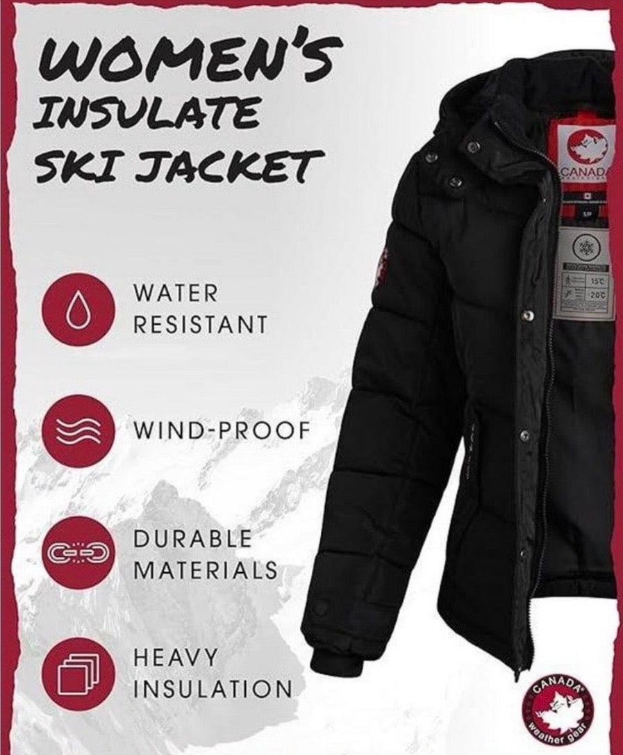 Canada weather gear women's medium quilted winter jacket in a black color.