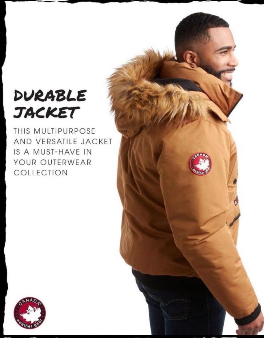 Canada weather gear boy's large 14/16 winter parka in oak color. With fur hood.