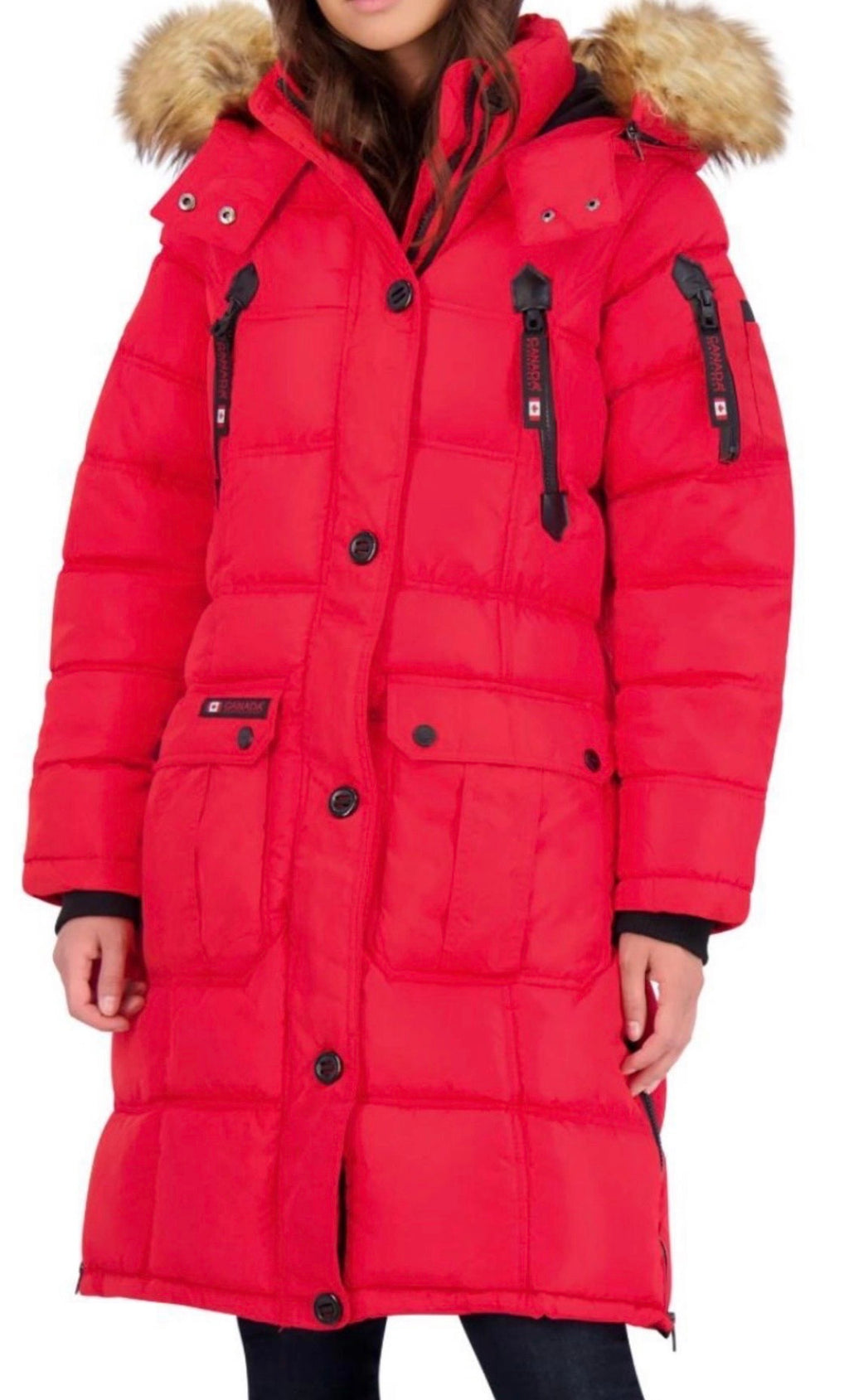Canada weather gear girls red puffer winter parka in red color.
14/16 large size.