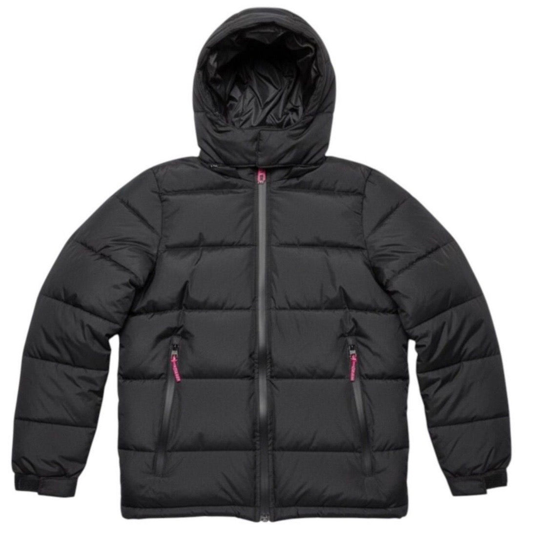 Canada weather gear boys super triple goose hooded puffer jacket with pop color zipper. Boys 10/12 medium in black color.