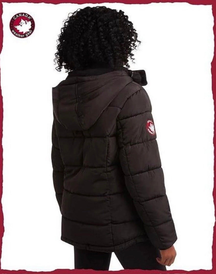 Canada weather gear women's medium quilted winter jacket in a black color.