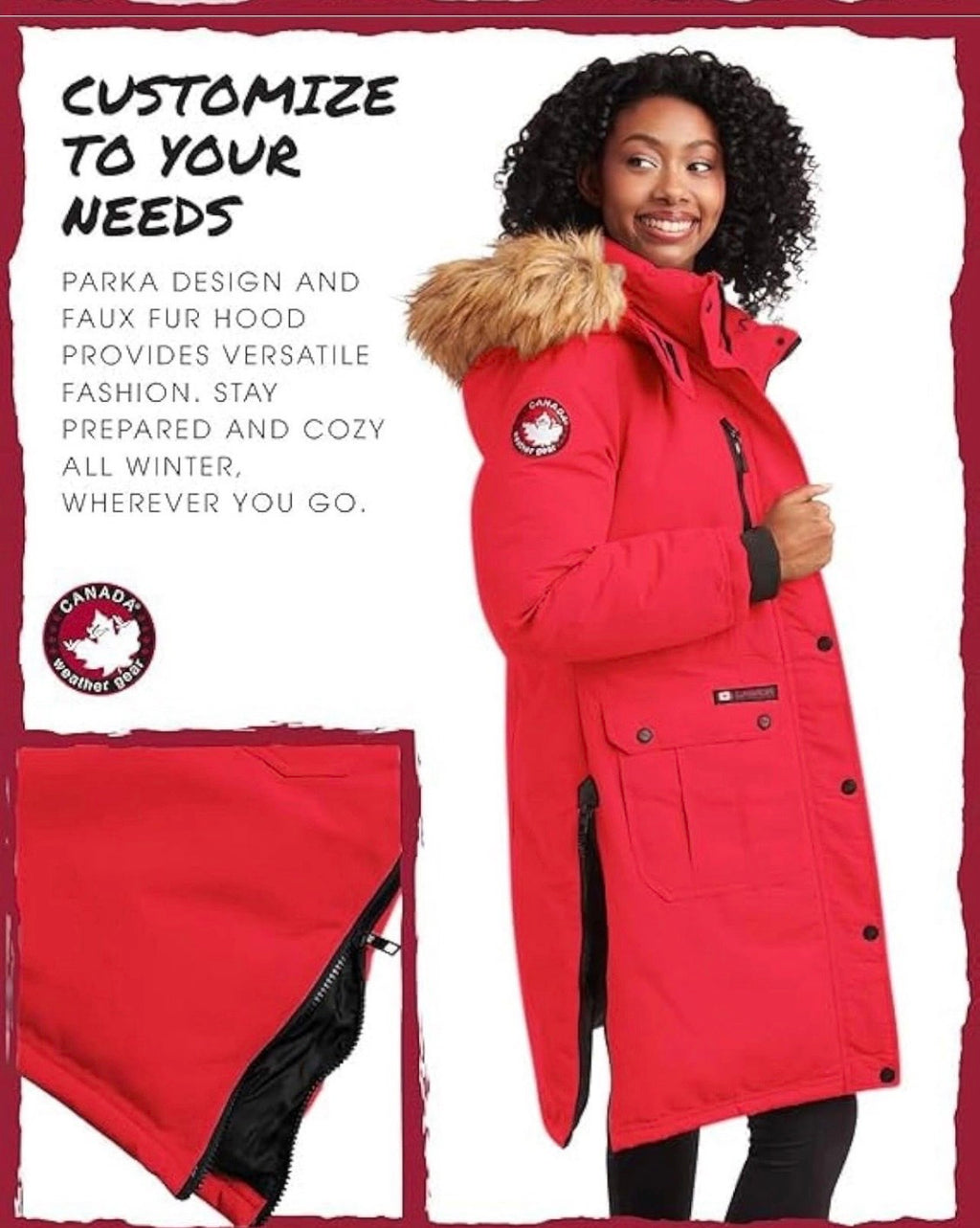 Canada weather gear women's
2X red heavyweight parka winter jacket.