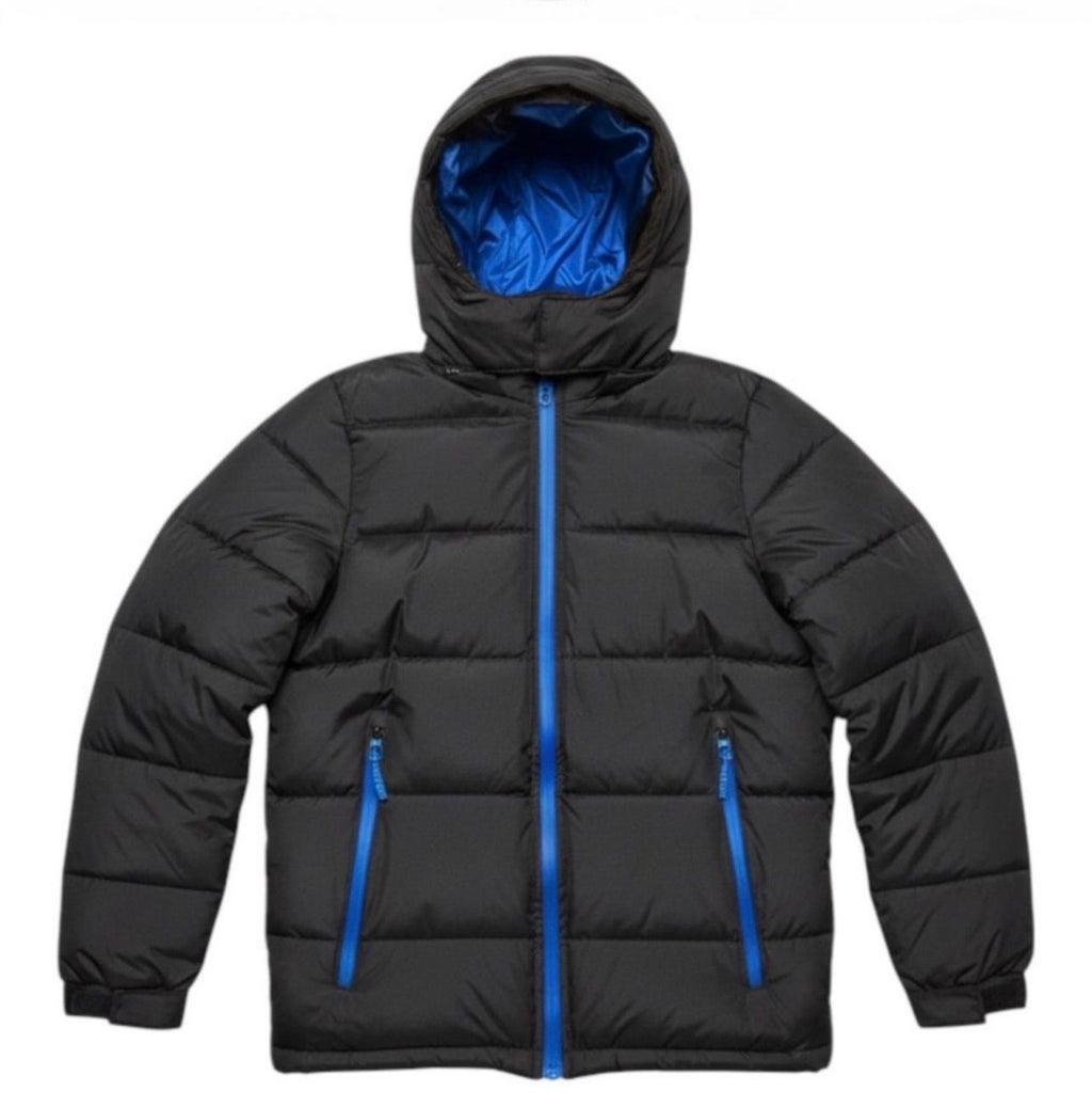Canada weather gear boys super triple Goose puffer jacket with hood. Boys 18/20 XL in black and blue.