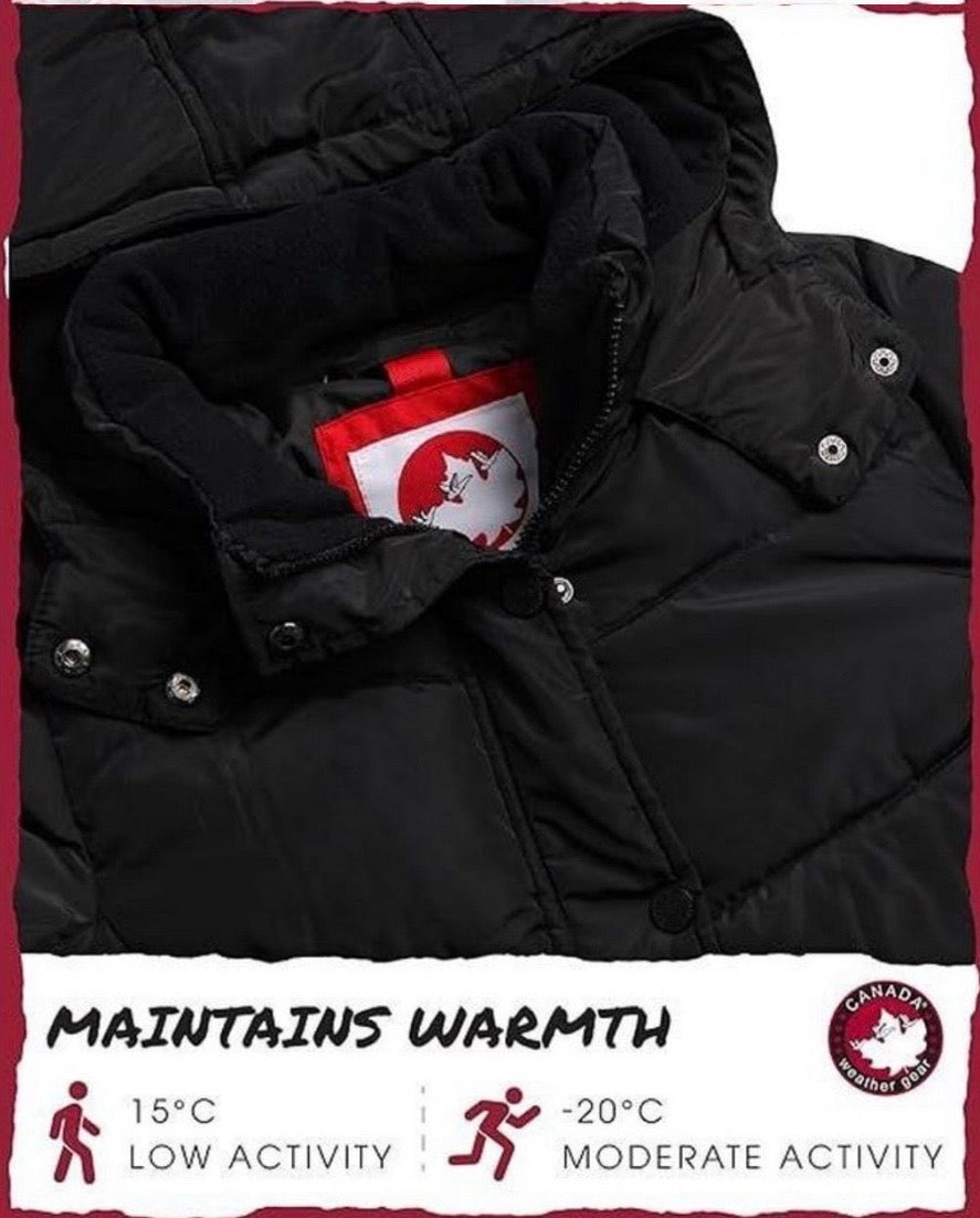 Canada weather gear women's medium quilted winter jacket in a black color.