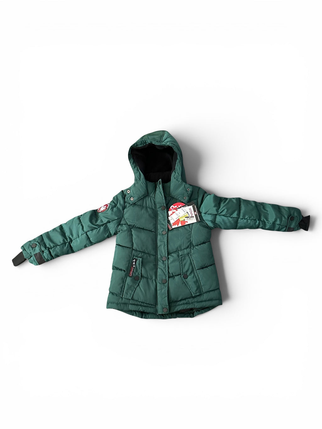 Canada weather gear girl's 7|8 small quilted winter jacket in a ponderosa green color.