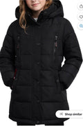 Canada weather gear girls small 7/8 stadium length quilted puffer parka in a black color.