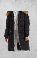 Canada weather gear women's heavyweight long length bubble puffer parka. In 1X size in black color.