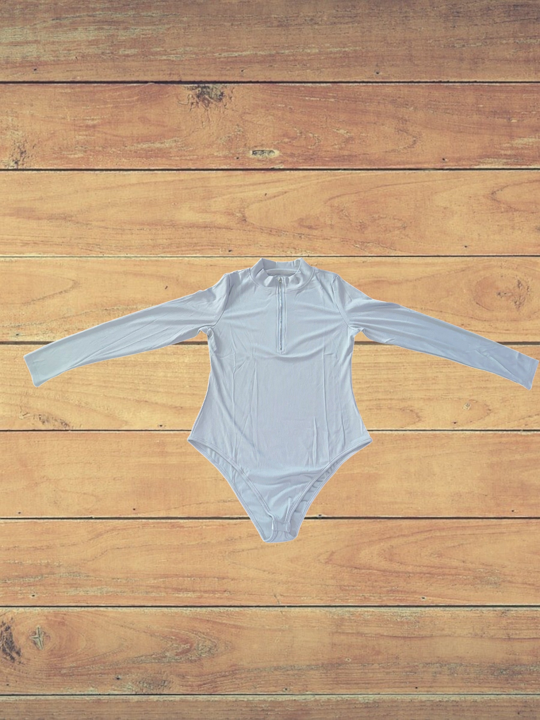 Lg Light blue body suit with zipper