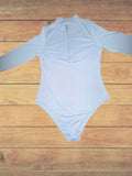 Lg Light blue body suit with zipper