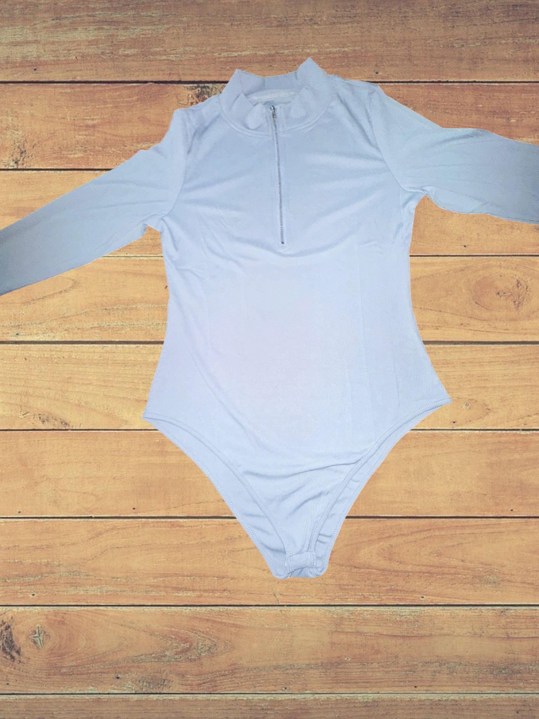 Lg Light blue body suit with zipper