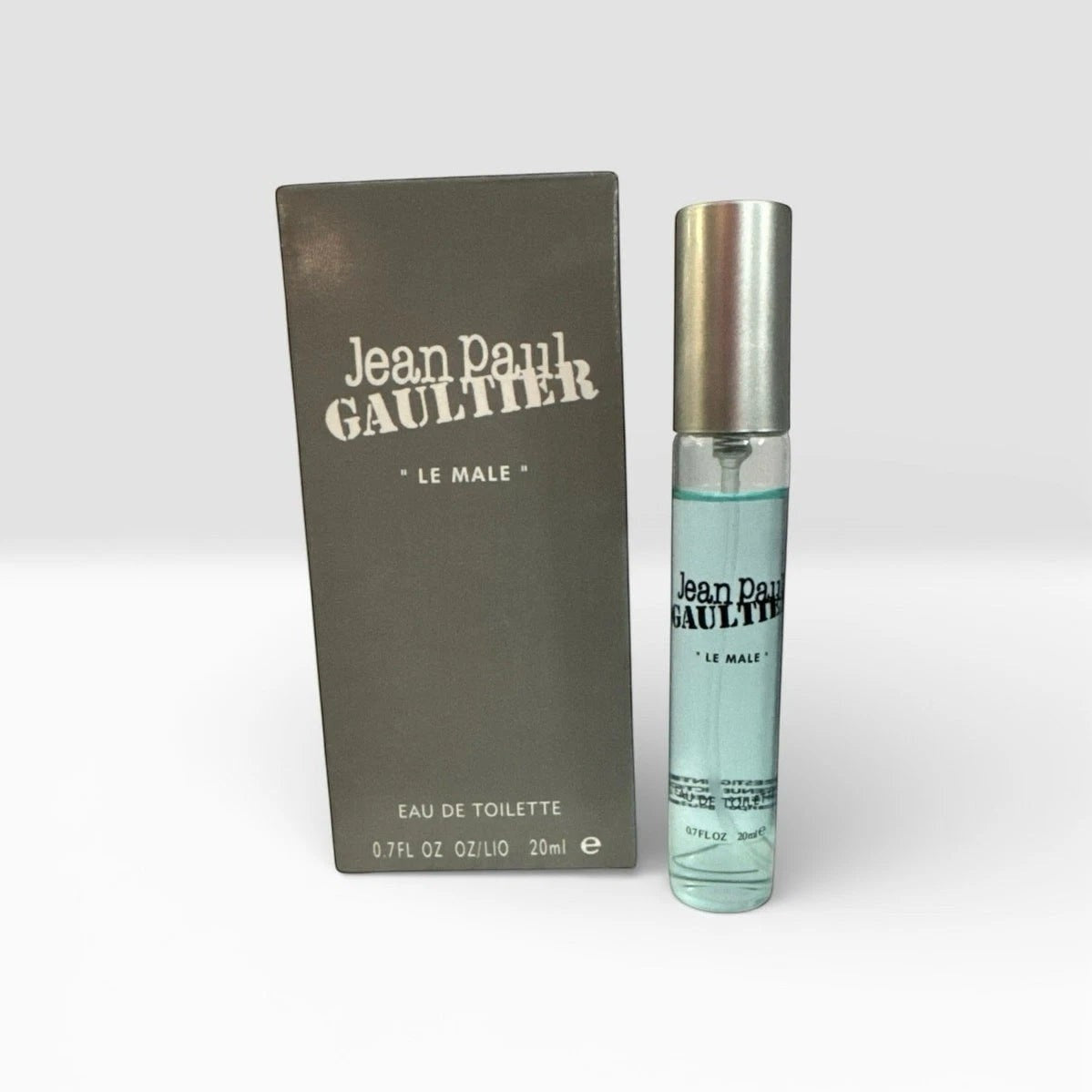 LUXAZON Jean Paul Gaultier Le Male Eau de Toilette 0.7 fl oz spray bottle with grey box packaging